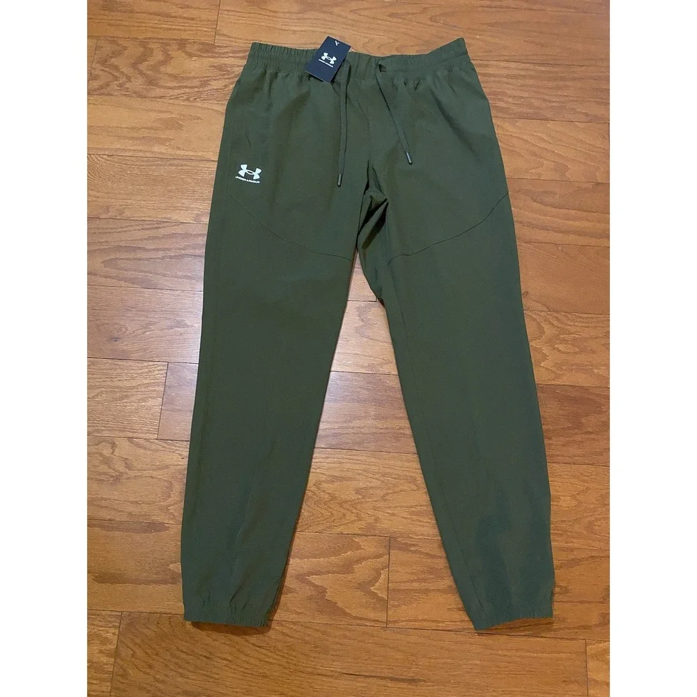 Under Armour Mens Jogger Pants Olive Green Tapered Cuffed Athletic L New